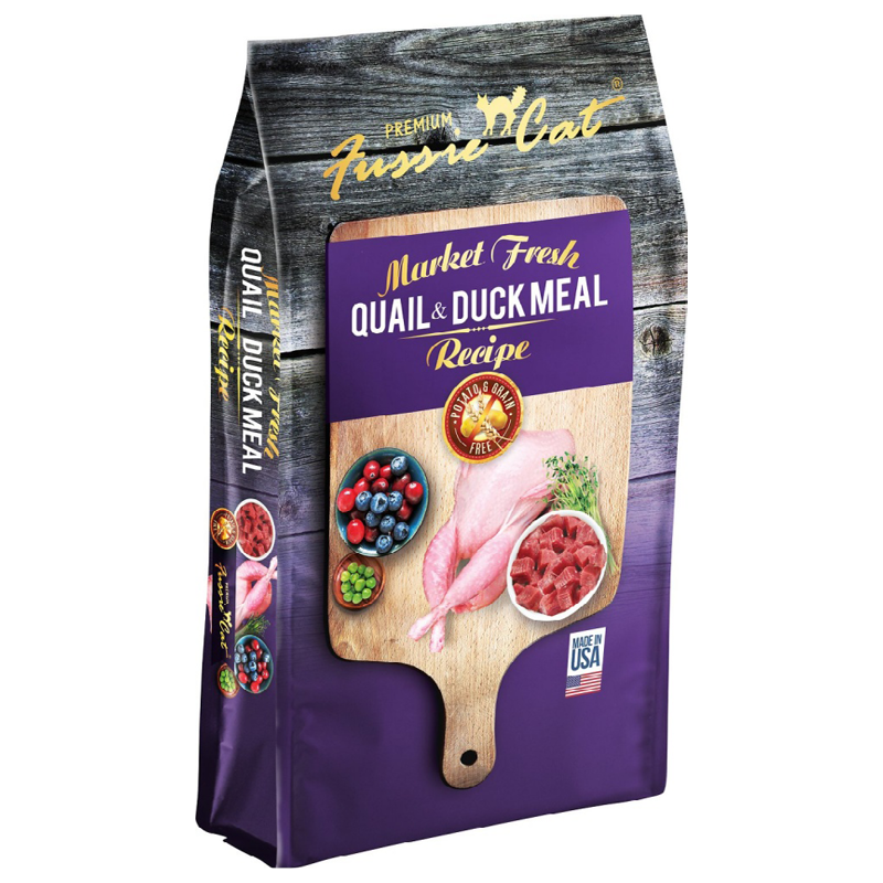 Fussie Cat Market Fresh Grain Free Quail  Duck Meal Recipe Dry Cat Fo