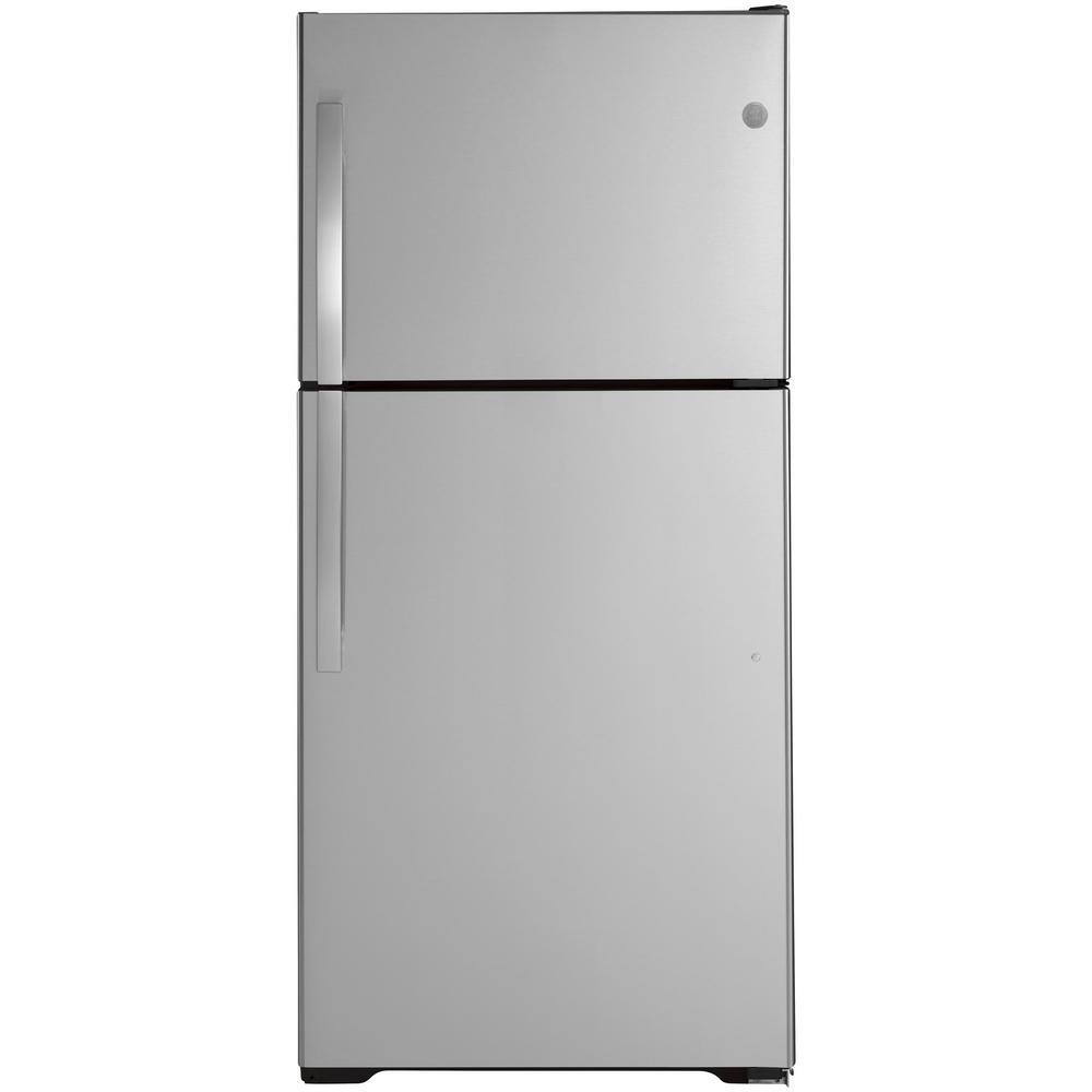 GE 19.2 cu. ft. Top Freezer Refrigerator in Stainless Steel with Reversible Door Hinge GIE19JSNRSS