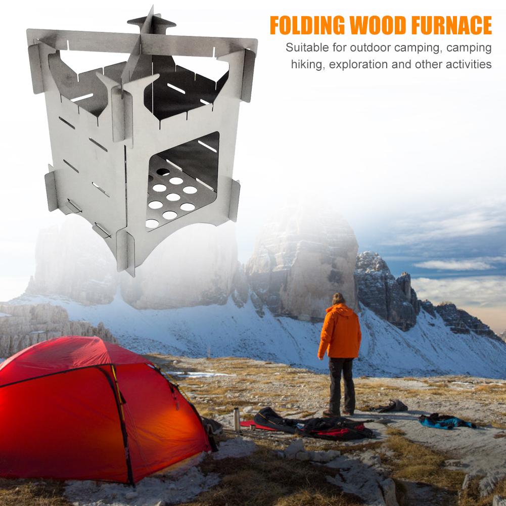 Outdoor Camping Stainless Steel Folding Wood Stove Portable Picnic Stove