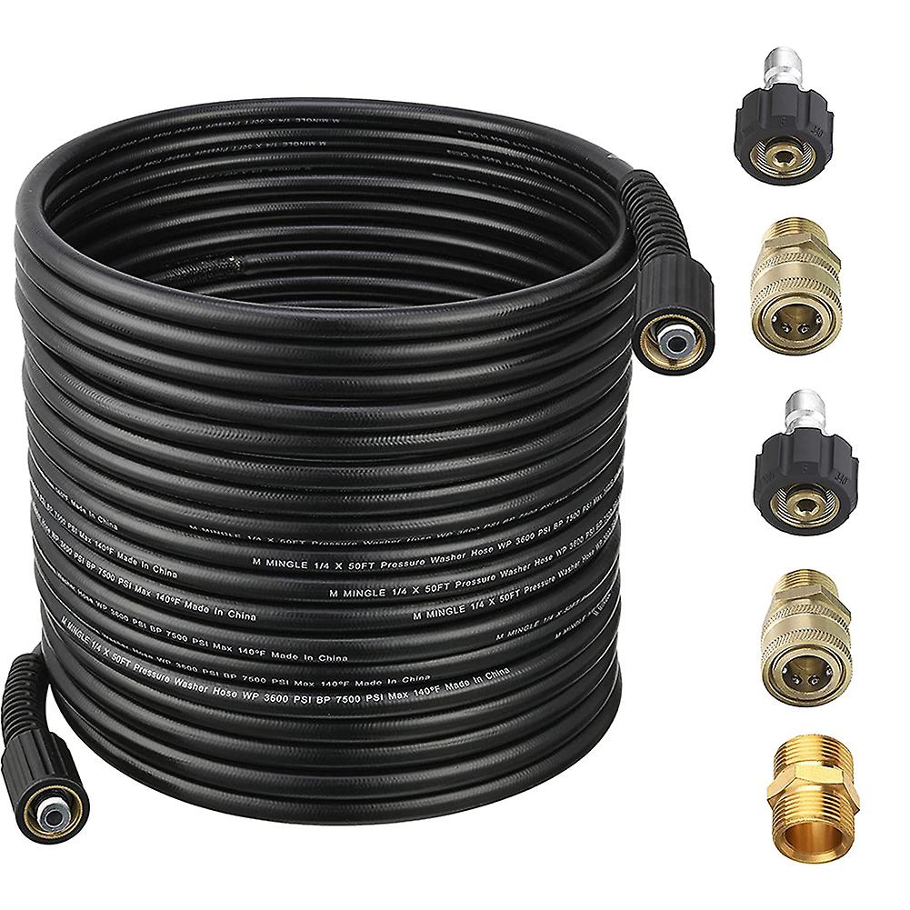 4000 Psi Pressure Washer Hose 50 Feet 1/4 Inch For Most Brands With 2 Quick Connect Kits Compatible M22 14mm