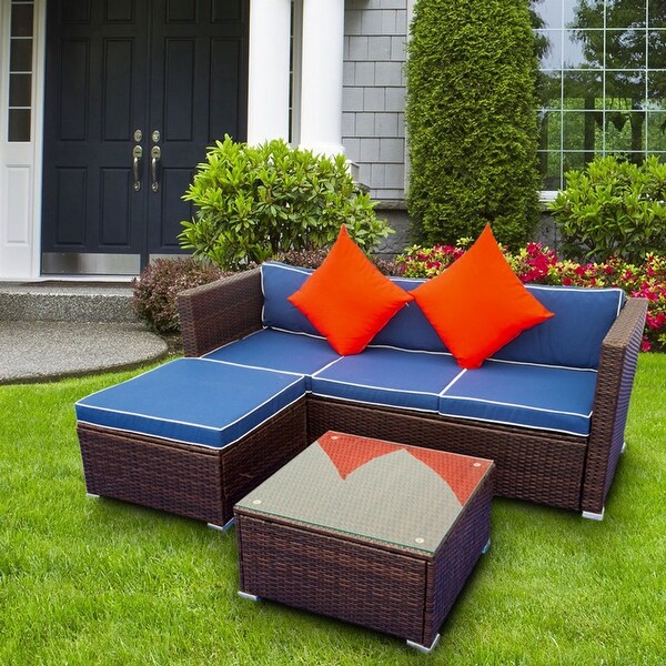 3 Piece Patio Sectional Wicker Rattan Outdoor Furniture Sofa Set - Overstock - 33809934