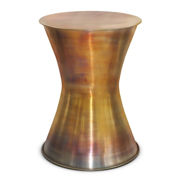 WYNDENHALL Cliona Industrial 15 inch Wide Metal Metal Side Table in Tarnished Brass， Fully Assembled