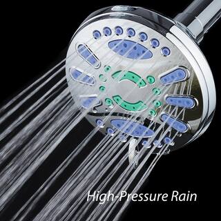 Aquastar Antimicrobial 6-Spray 4.3 in. High Pressure Single Wall Mount Fixed Adjustable Shower Head in Chrome 6710