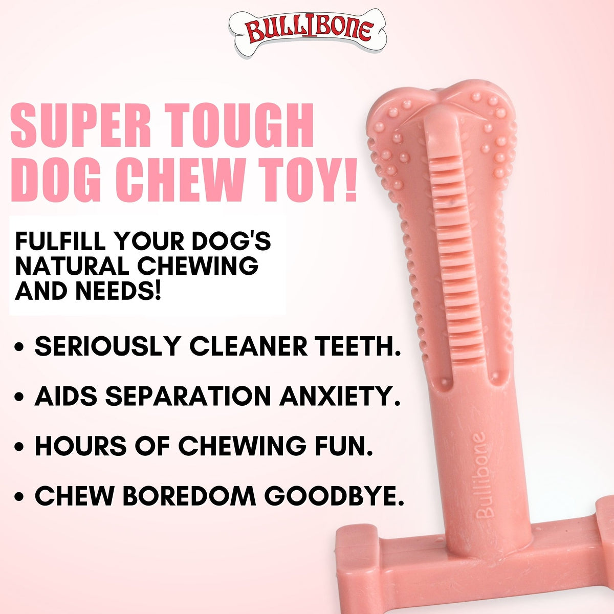 Bullibone Chew Dog Toys， Peppermint SuperBrush， Long Lasting Nylon - Single