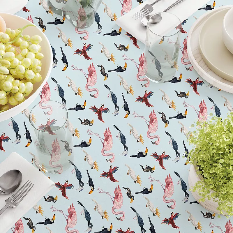 Square Tablecloth， 100% Polyester， 60x60， Jungle Birds