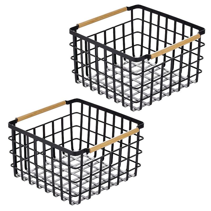 mDesign Metal Steel Wire Square Closet Storage Basket - 2 Pack