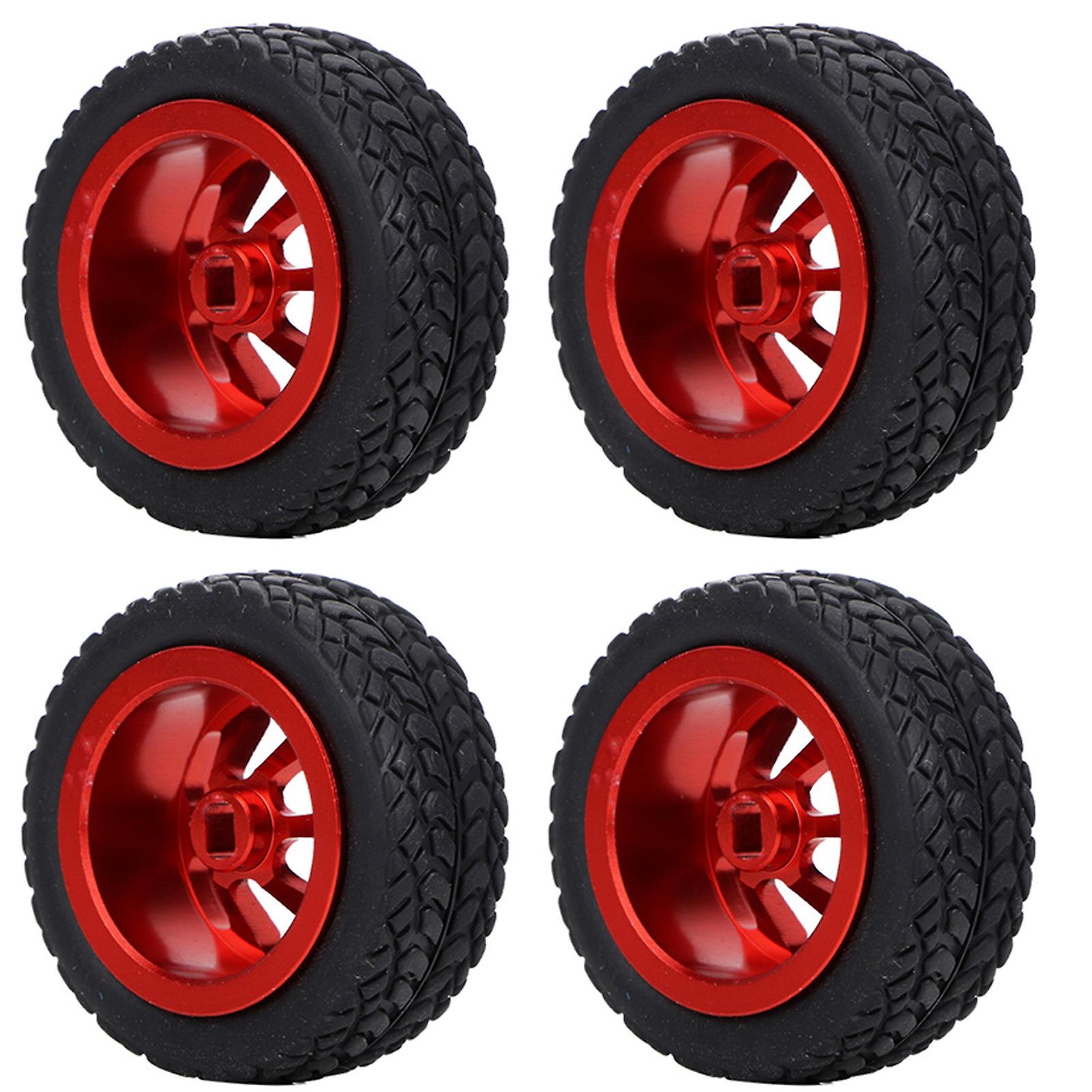 4pcs Rc Car Model Accessories Fit For Wltoys 1/28 K989-53 Rc Aluminum Tires(red)