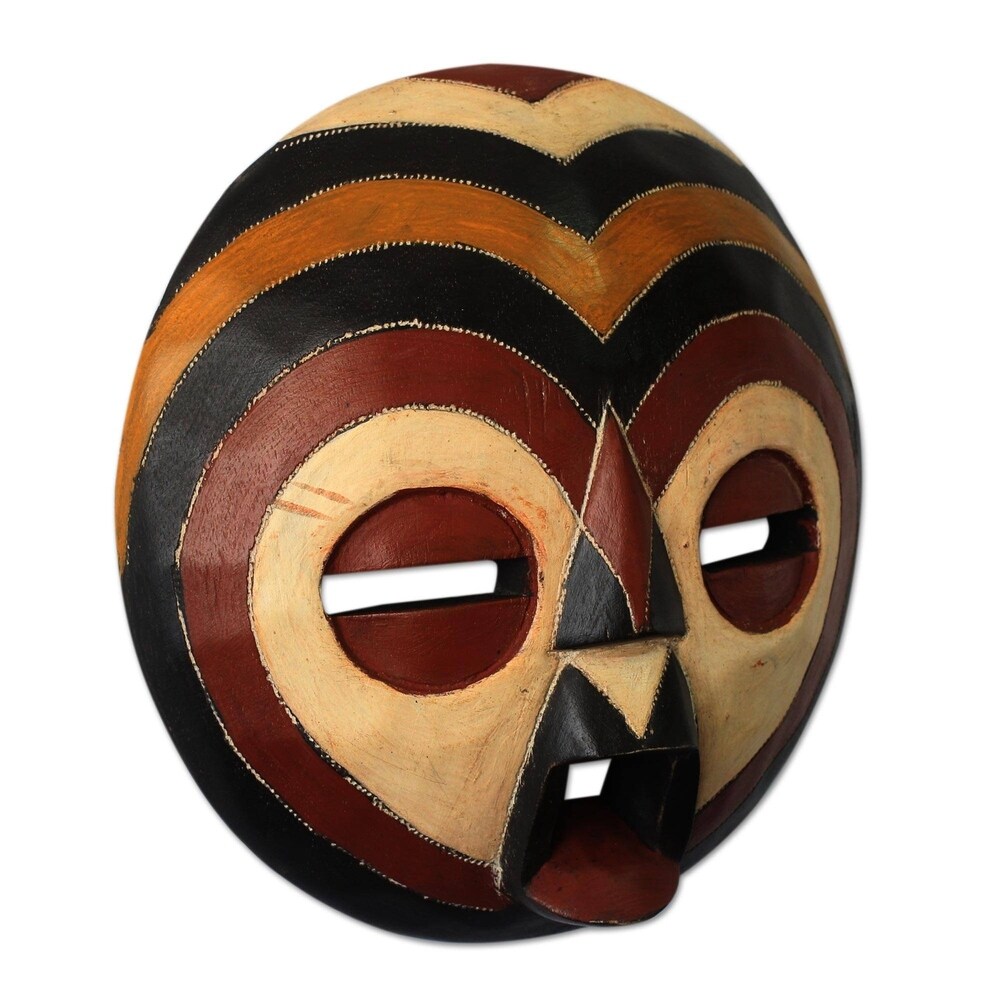 Handmade Rubberwood 'Sangaya' Mask (Ghana)   Multi color