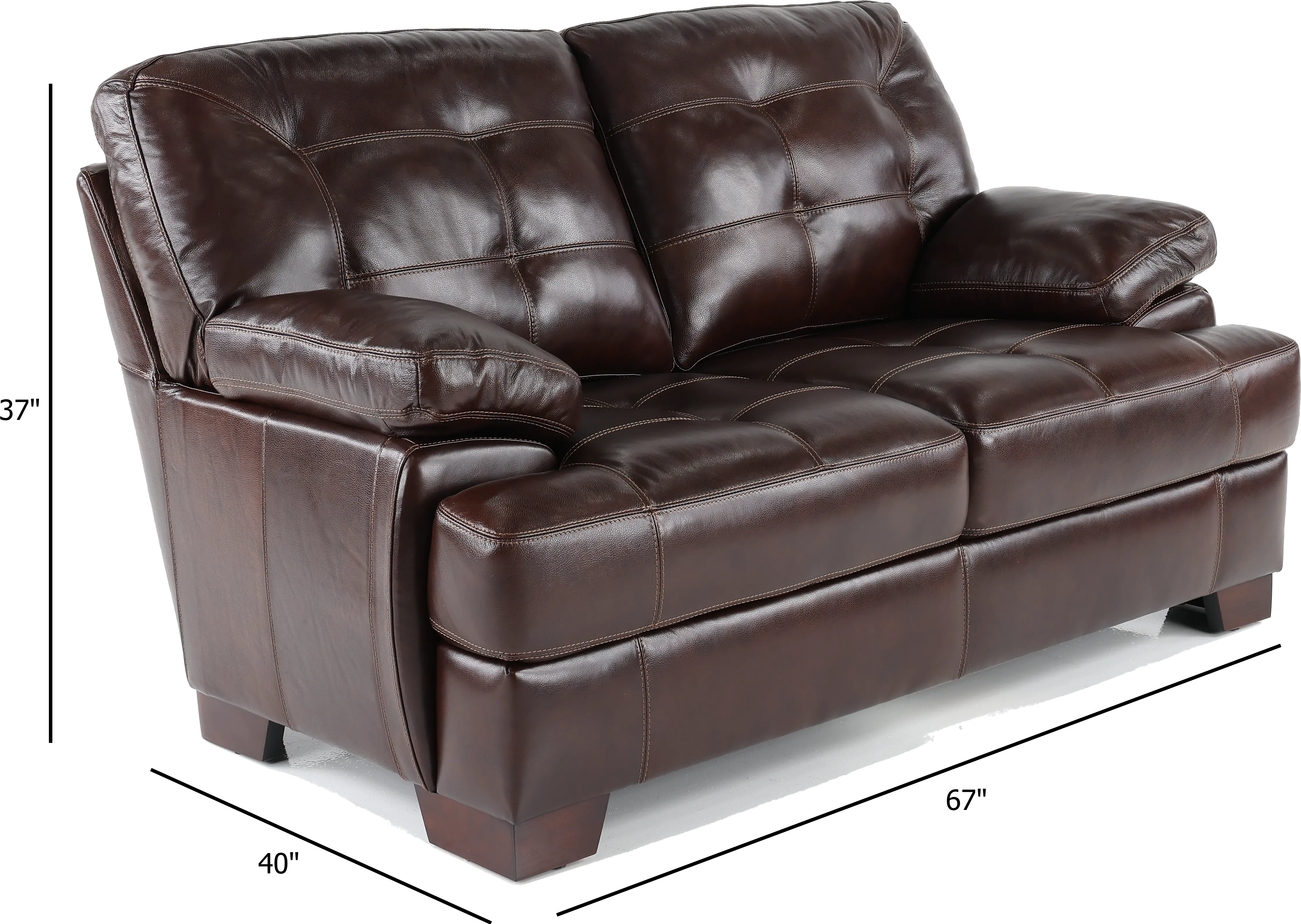 Amarillo Walnut Brown Leather Loveseat