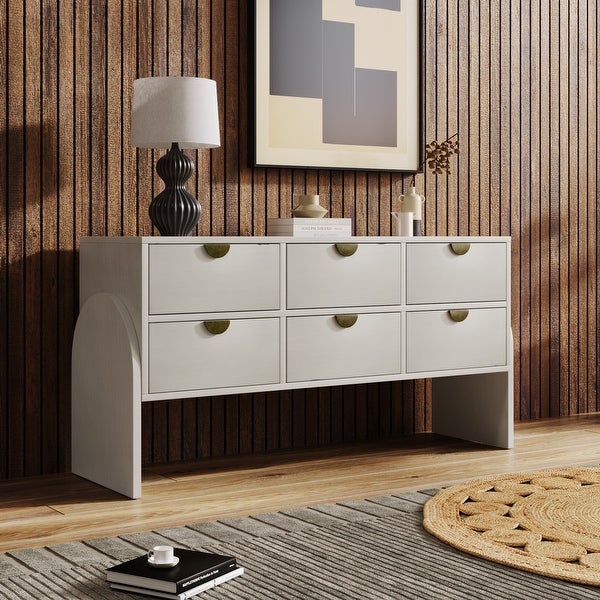 Retro Style 3-Drawer Dresser Ample Storage Spaces， Half-Round Table Leg Design， for Living Room， Children's Room， Adult Room - - 37828136