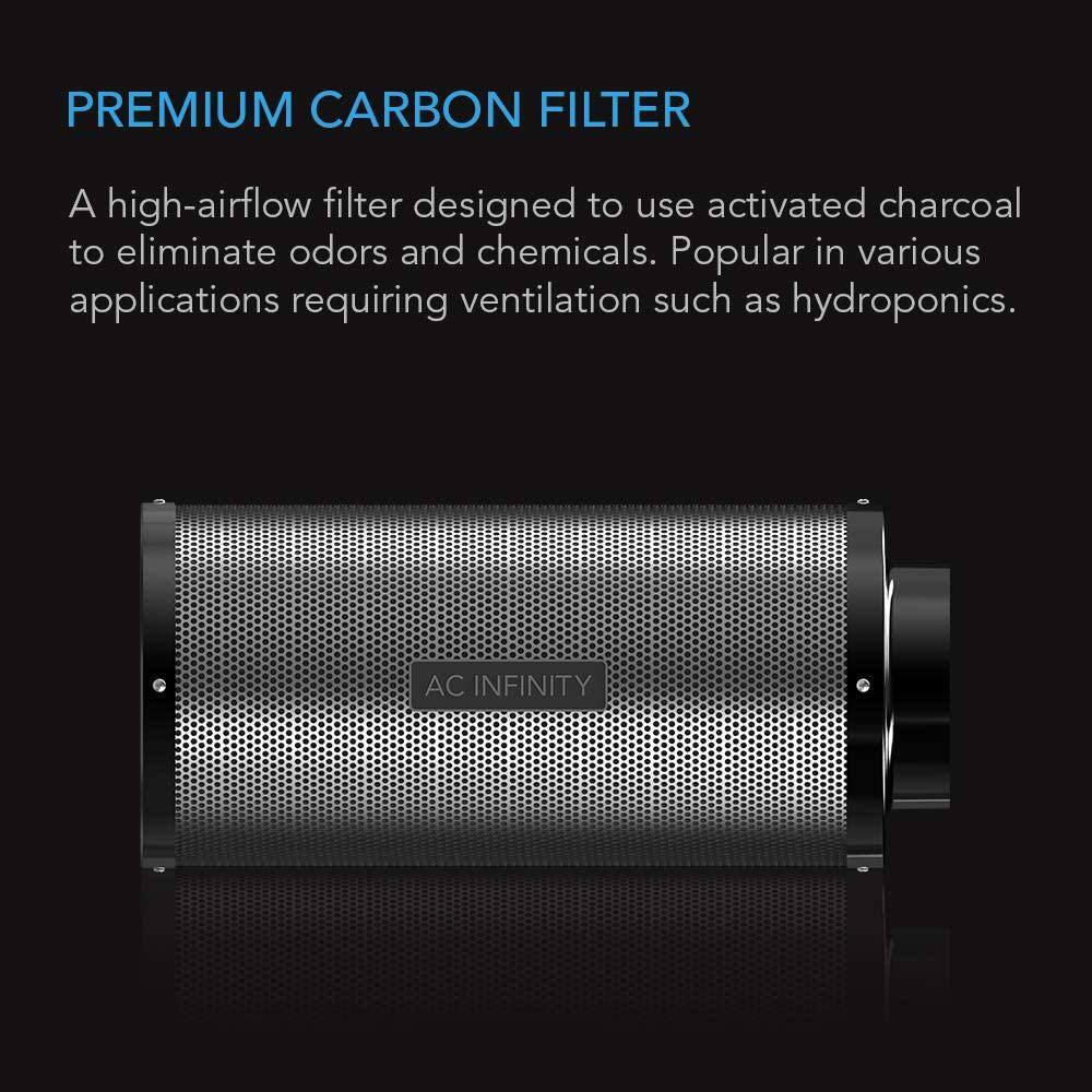 AC Infinity Hydroponics 16 in. x 9 in. x 9 in. Premium Australian Virgin Charcoal Carbon Air Filter for Inline Duct Fan MERV 14 AC-DCF6