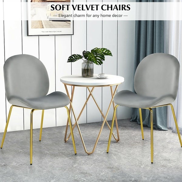 Set of 2 Velvet Accent Chairs with Gold Metal Legs - 19