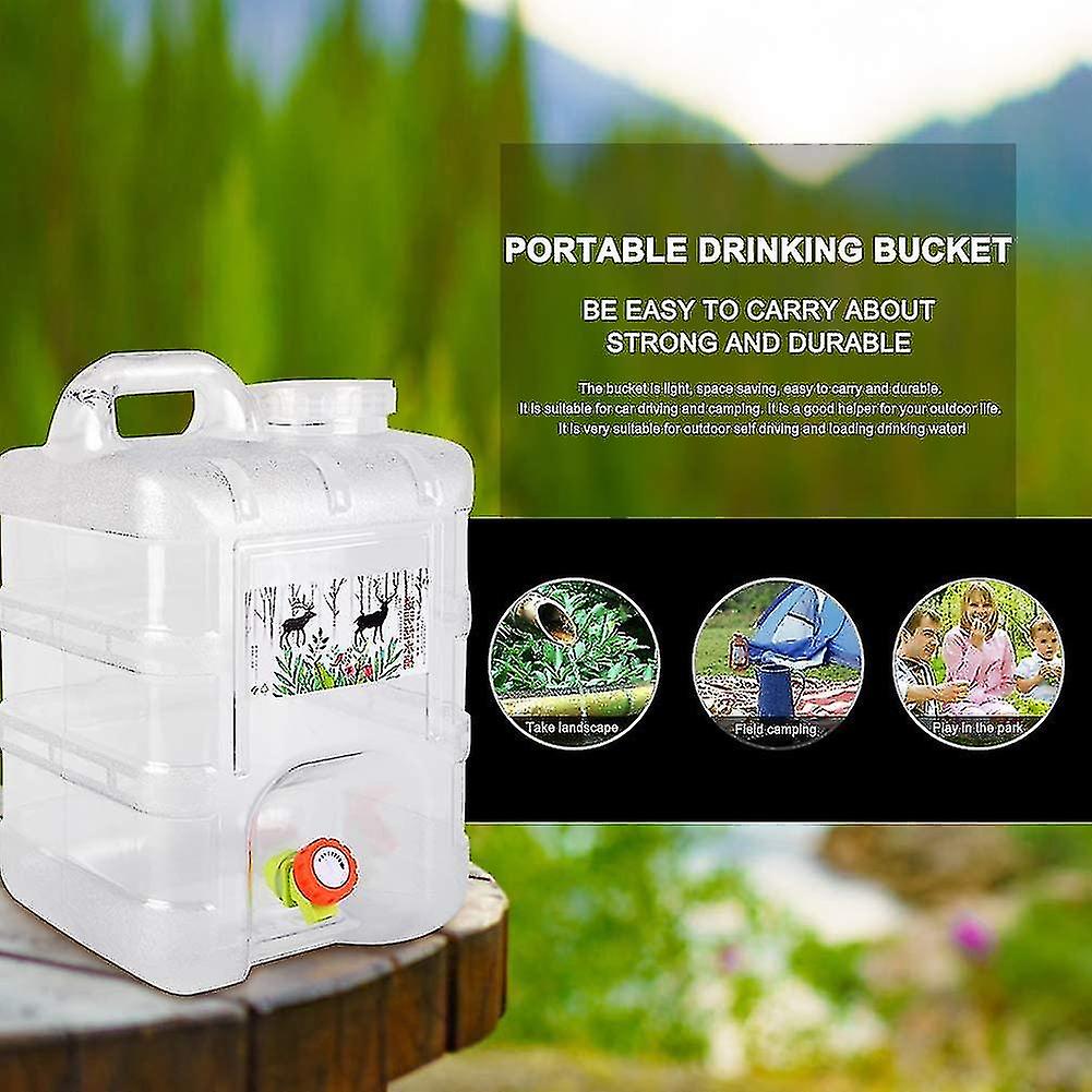 Square 5.5/10/15l Water Container With Tap， Portable Plastic Water Bucket With Tap，easy Clean Bpa-free Drink Water Carrier，for Camping Outdoor Linglai