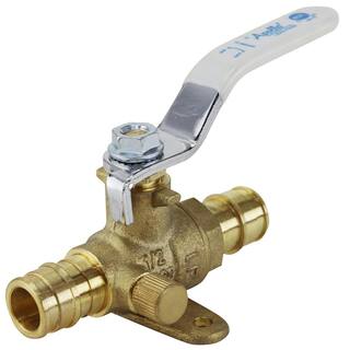 Apollo 12 in. Brass PEX-A Barb Ball Valve with Drain and Mounting Pad EPXV12WD