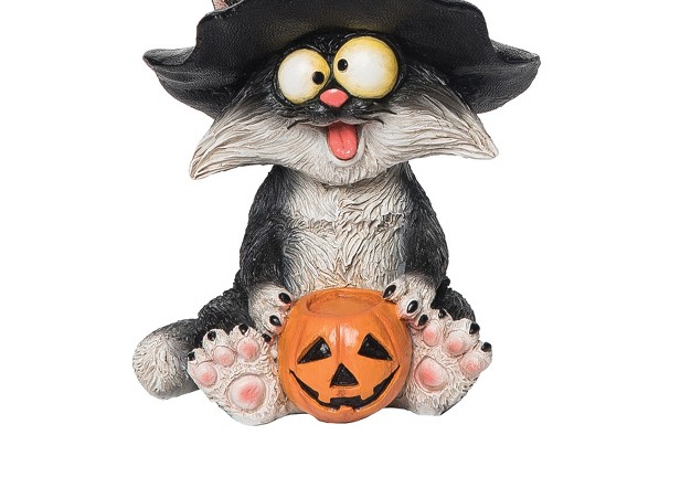 Gallerie Ii Cat With Black Hat Halloween Figure