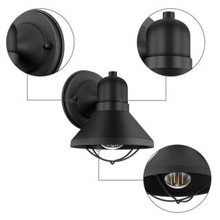 TRUE FINE Richland 1-Light Powder-Coated Black Outdoor Wall Lantern Sconce (Set of 2) 9012OT-2PK