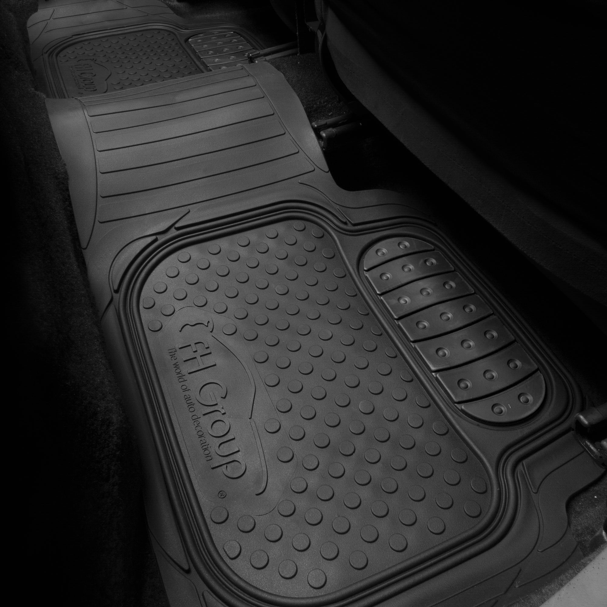 FH Group ClimaProof 3-Piece Rubber Black Car Floor Mats Universal Fit with Air Freshener