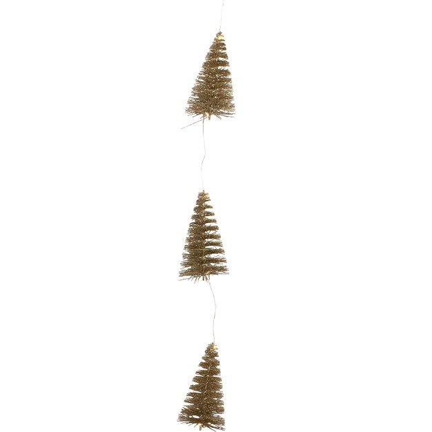 Northlight Led Lighted Battery Operated Gold Mini Sisal Tree Christmas Garland 6 5 x27 Warm White Lights