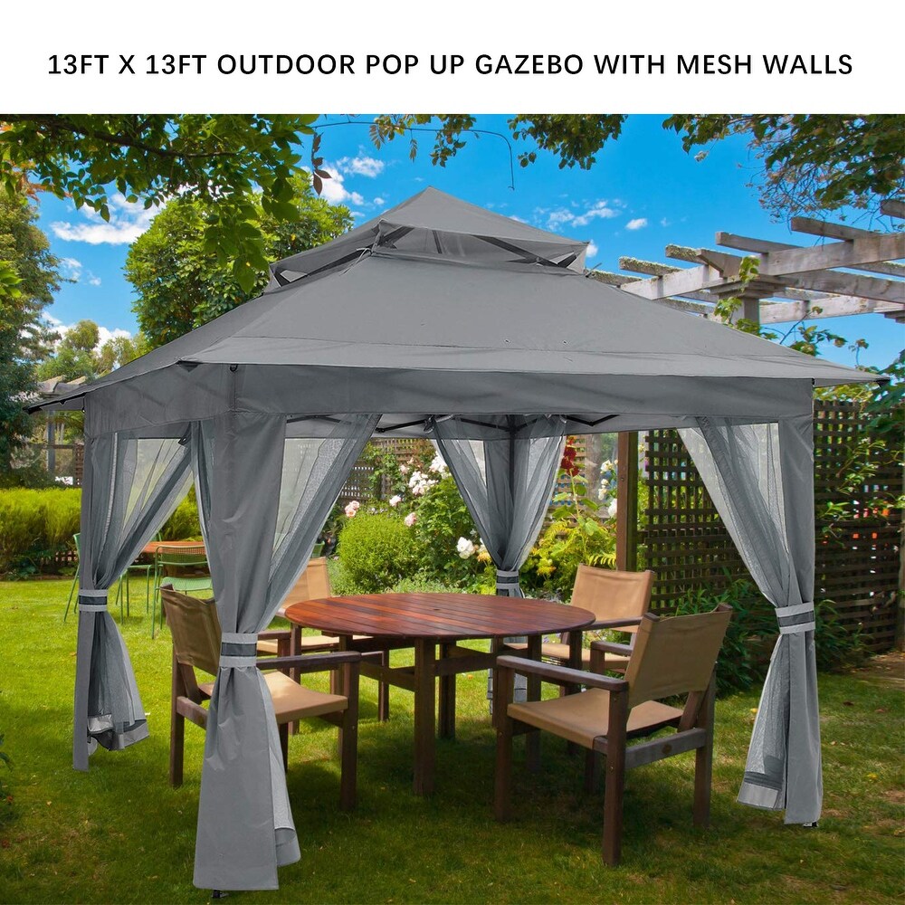 13' x 13' Patio Gazebo Outdoor Pop Up Gazebo with Mesh Walls