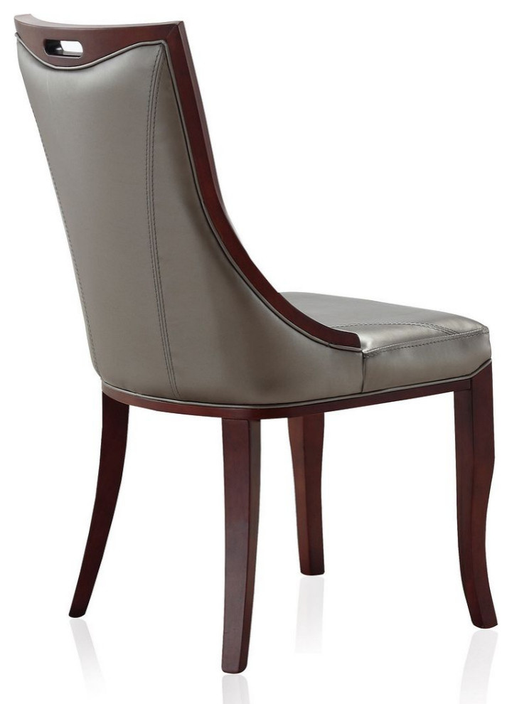 Manhattan Comfort Emperor Walnut Faux Leather Dining Chair Set of 2   Transitional   Dining Chairs   by Manhattan Comfort  Houzz