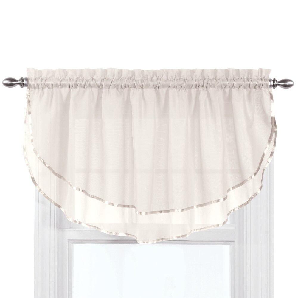 Elegance Sheer Fabric Rod Pocket Top Ascot Window Valance   7.000 x 5.750 x 1.250