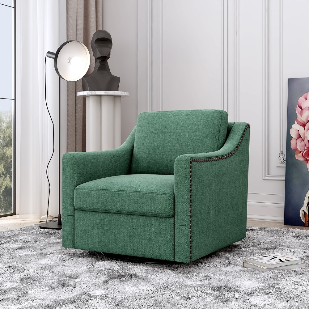 360° Swivel Accent Armchair Linen Blend Modern Soft Velvet Living Room Chair Chair