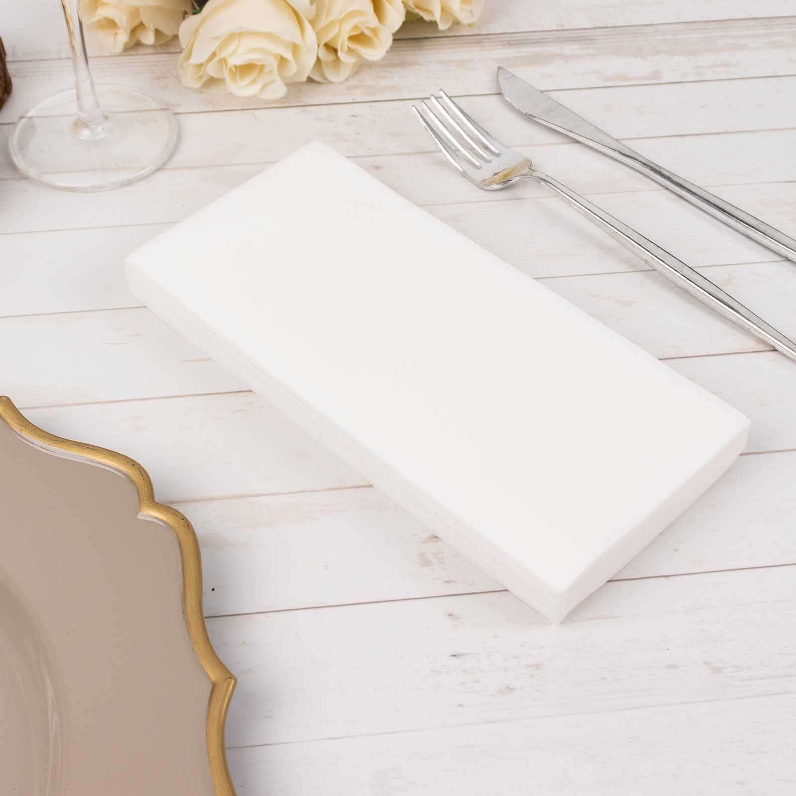 20 Pack White Soft Linen-Feel Airlaid Paper Party Napkins, Highly Absorbent Disposable Dinner Napkins