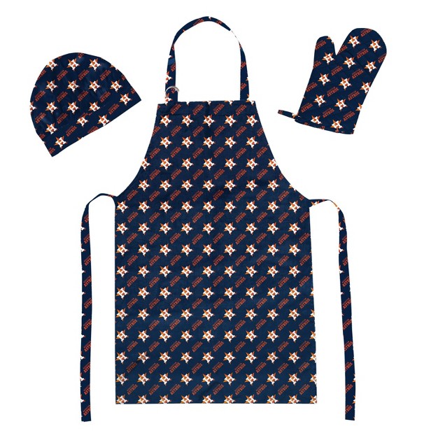 Mlb Houston Astros Apron Mitt Hat Grill Tool Set 3pc