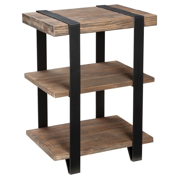 Modesto 2 Shelf Solid Wood And Metal End Table Reclaimed Wood Brown Alaterre Furniture