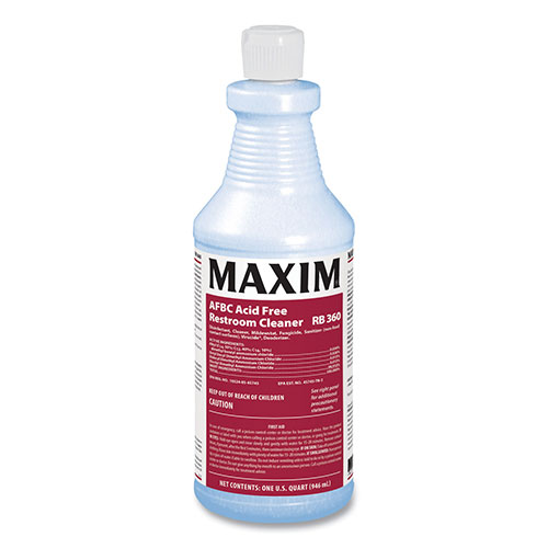 Maxim AFBC Acid Free Restroom Cleaner | Fresh Scent， 32 oz Bottle， 12