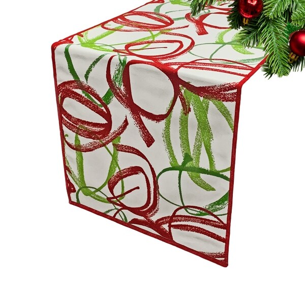 Joita Reversible PLAIDO Bright Red/RIBBONS Bright Red Christmas Table Runner