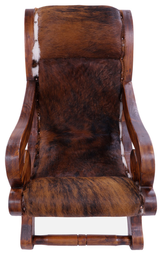 Reclaimed Wood Hair On Cowhide Handcrafted Chair C207 FC   Rustic   Armchairs And Accent Chairs   by Manhattan Rugs  Houzz