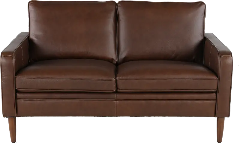 Volcano Brown Leather Loveseat