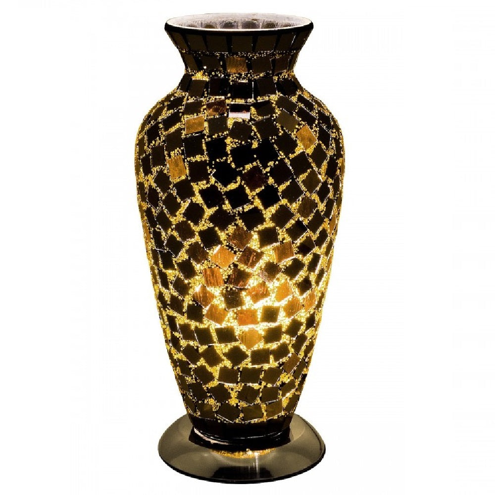 Britalia 880470 Black Tile Mosaic Glass Vintage Vase Table Lamp 38cm