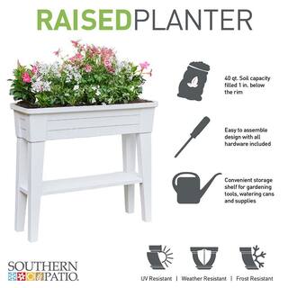 Southern Patio 36 in. x 11.8 in. x 31.5 in. White Plastic 40 Qt. Capacity Large Raised Garden Planter HDR-091349A
