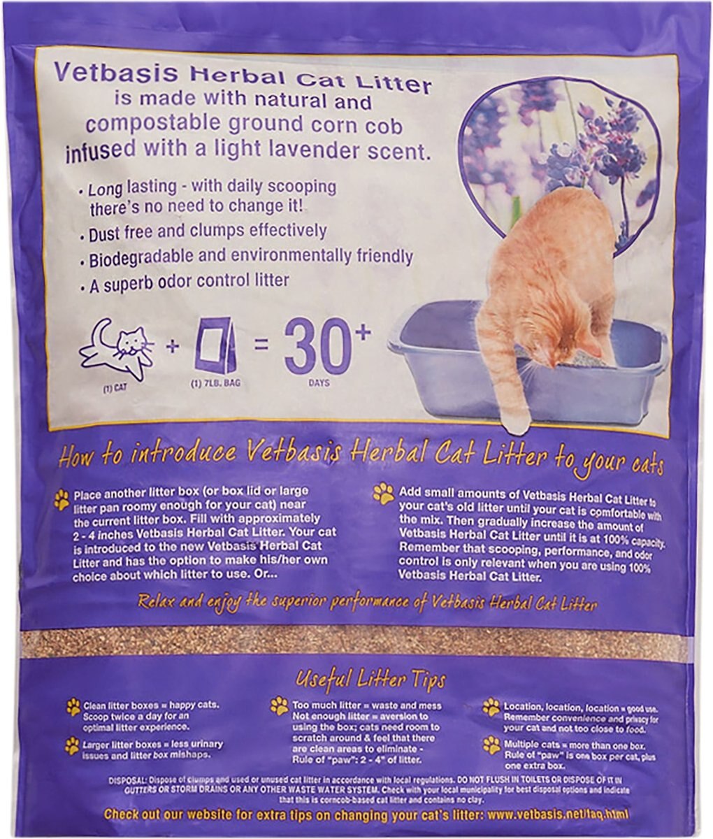 Vetbasis Herbal Lavender Scented Clumping Corn Cat Litter