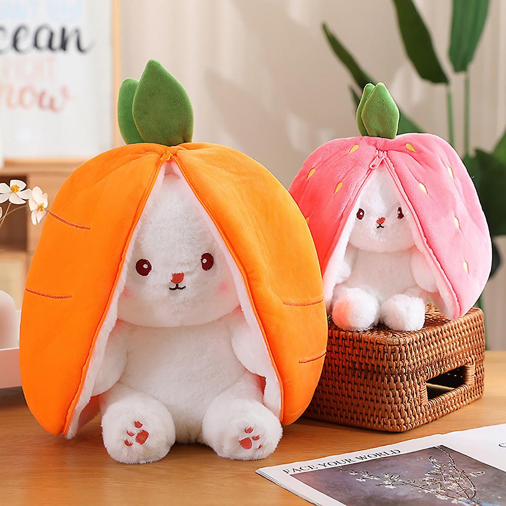 Strawberry Bunny Transformed Into Little Rabbit Fruit Doll Plush Toy Carrot Rabbit Plush Doll Girl Kids Birthday Present New