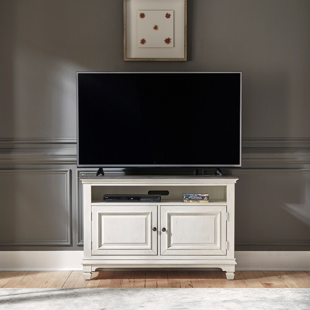 yson Park Wirebrushed White Charcoal 46 Inch TV Console