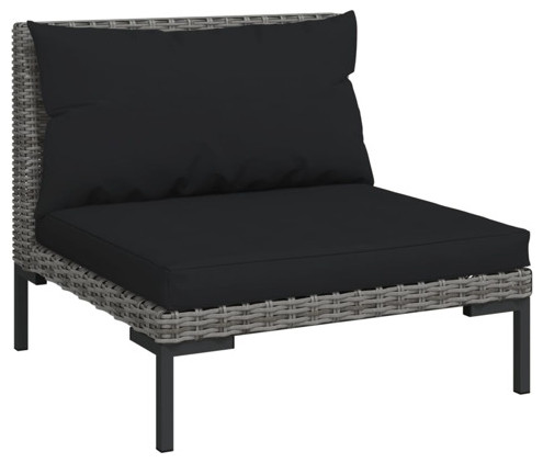 vidaXL Patio Lounge Set Outdoor Sectional Sofa 12 Piece Poly Rattan Dark Gray   Tropical   Outdoor Sofas   by vidaXL LLC  Houzz