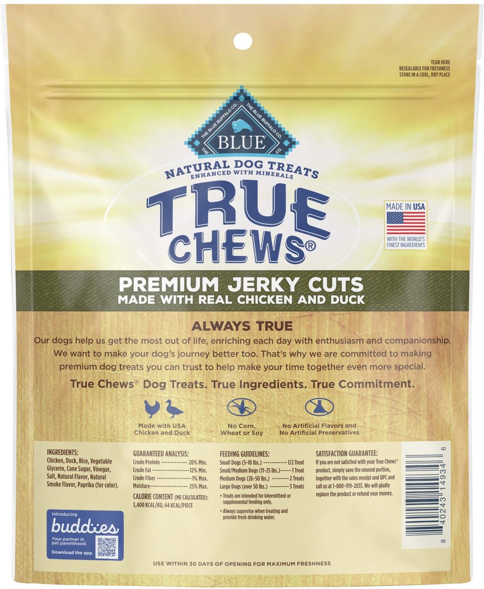 Blue Buffalo True Chews Premium Jerky Cuts Natural Duck Dog Treats