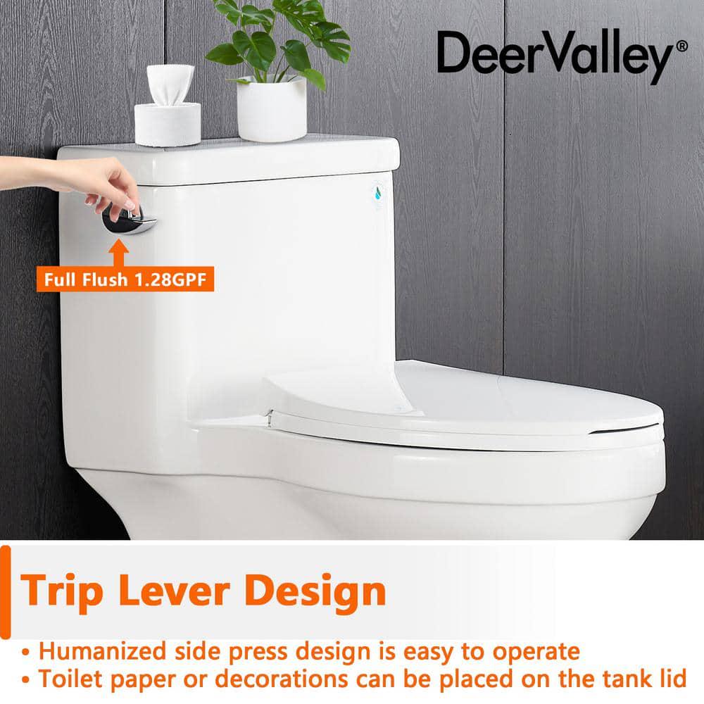 DEERVALLEY DeerValley Apex 12 in Rough in Size 1Piece 128 GPF Single Flush Elongated Toilet in White Seat Included