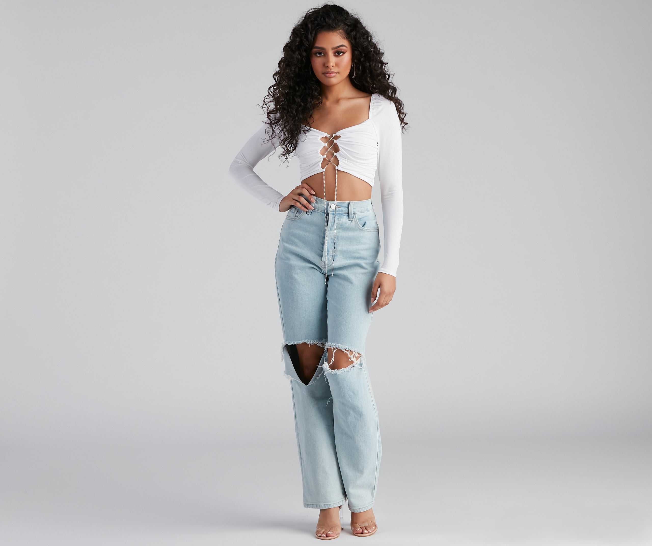 Rise And Stun Lace-Up Crop Top