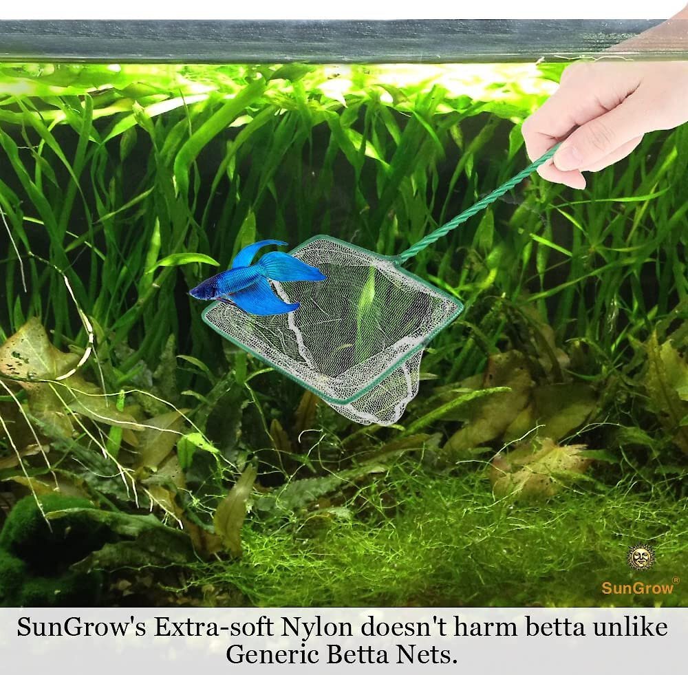 SunGrow Safe Aquarium Cleaning Fine Mesh Betta Fish Net