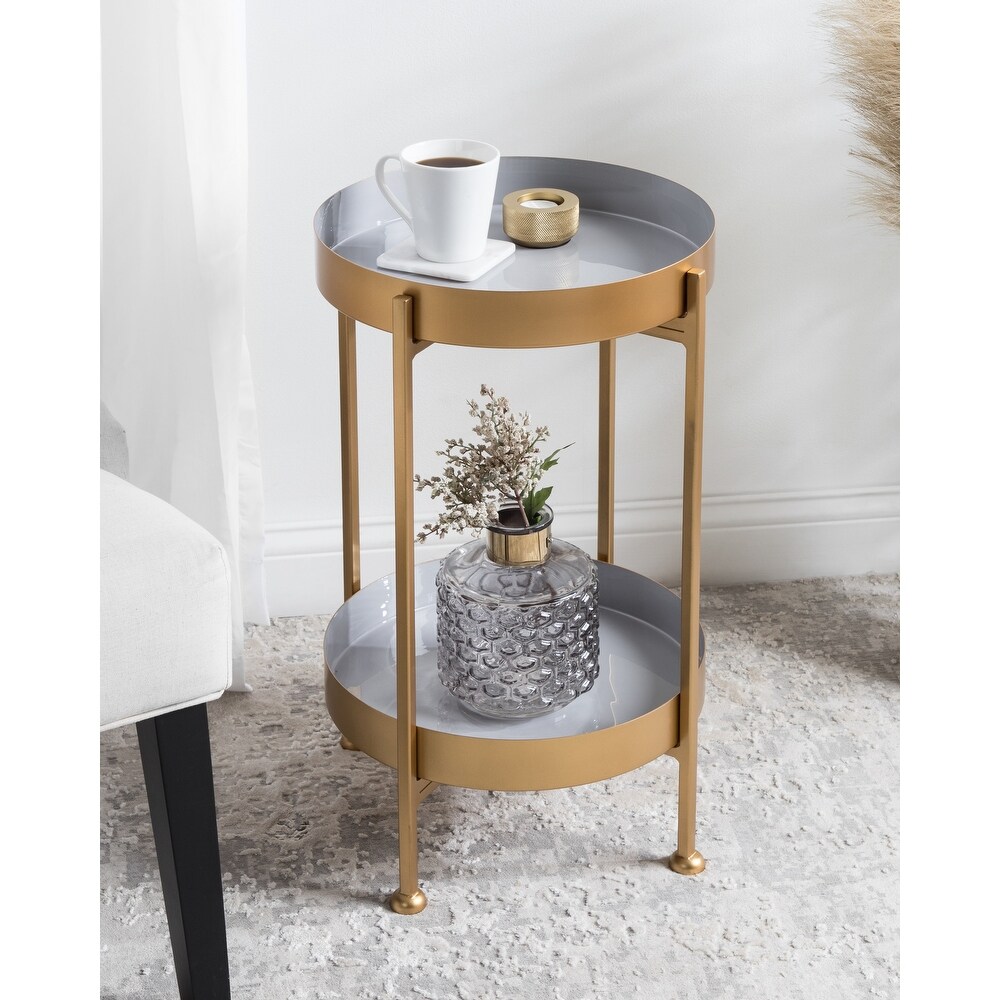 Kate and Laurel Nira Two Tiered Metal Side Table   15x15x24