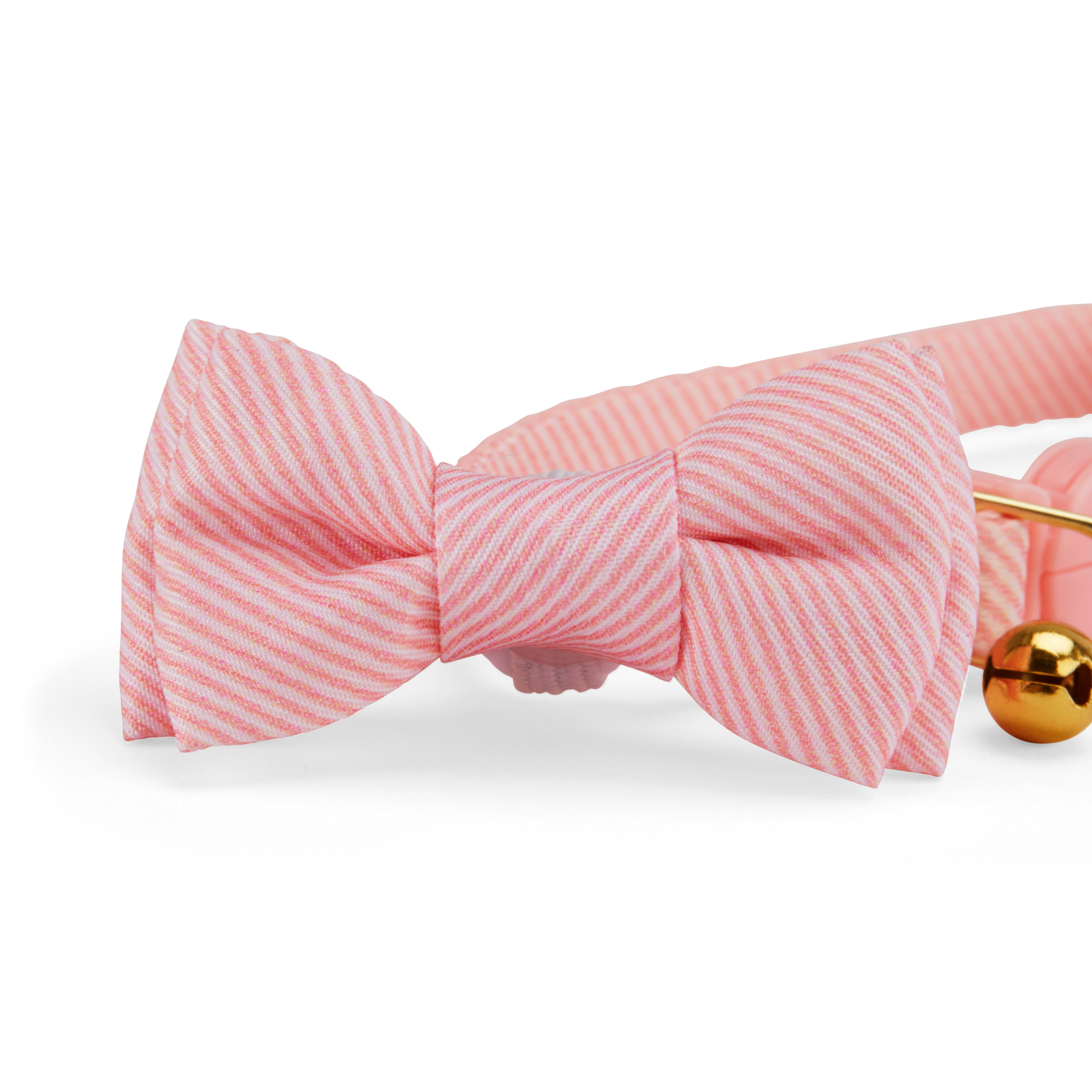 YOULY Pink Seersucker Breakaway Bowtie Kitten Collar