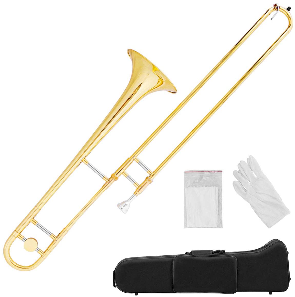 Costzon B Flat Tenor Slide Trombone Brass, Sound for Standard Student Beginner