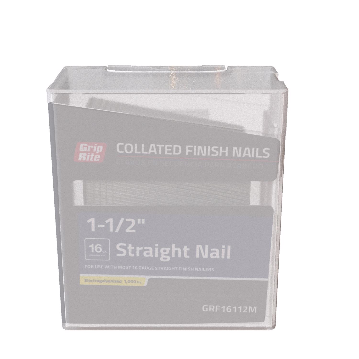 Grip-Rite 1-1/2 in. 16 Ga. Straight Strip Electro Galvanized Finish Nails 1000 pk