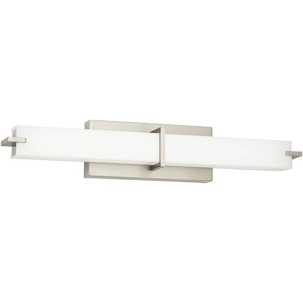 Wide Brushed Nickel Modern Linear Led Bath Light