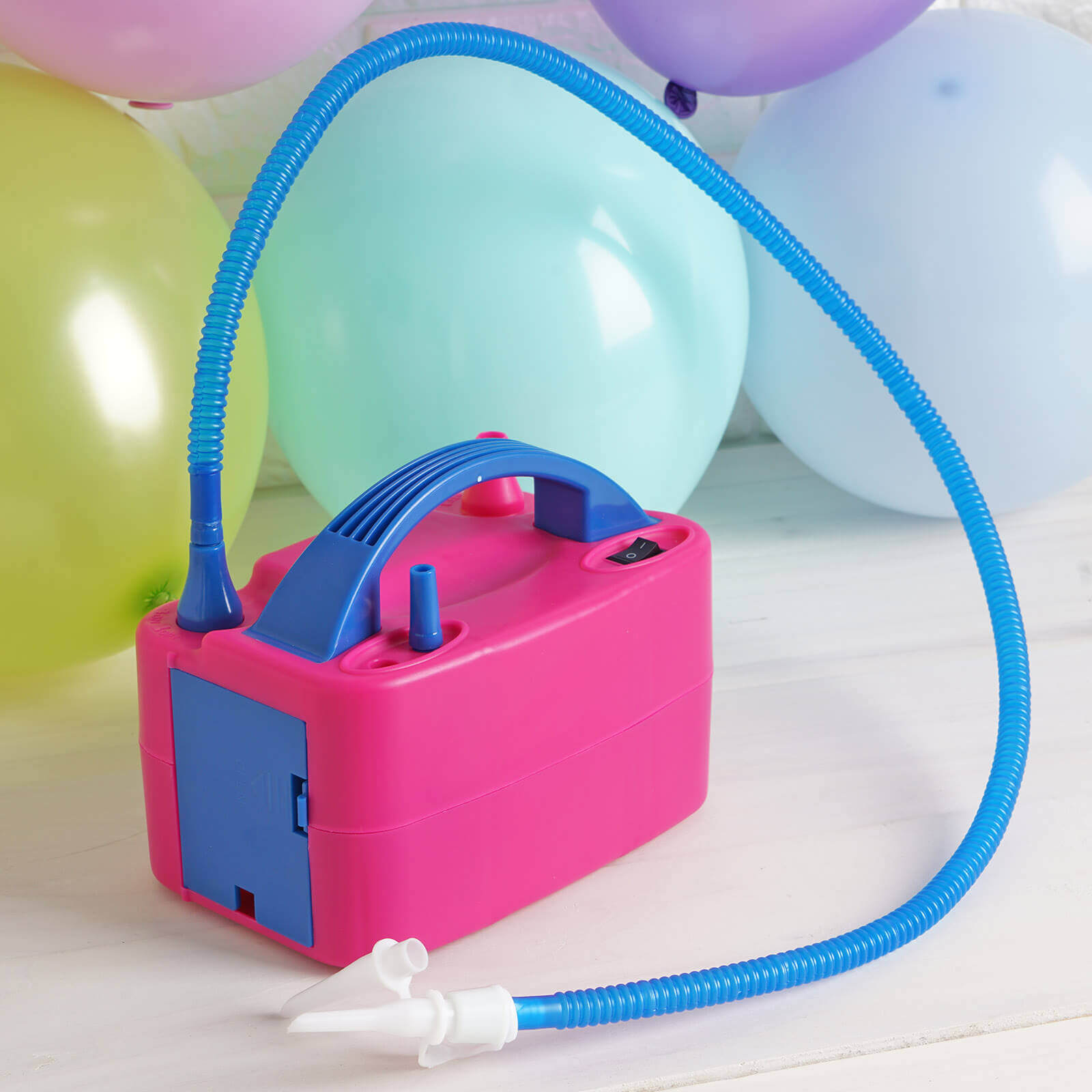 600W Hot Pink Dual Nozzle Electric Balloon Pump, Balloon Inflator, Blow Up Machine