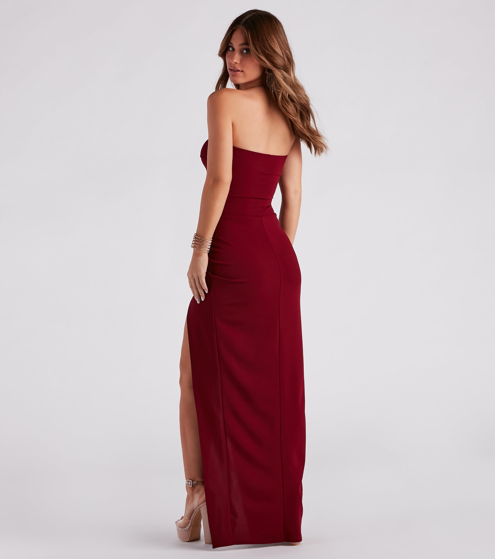 Whittney Strapless High Slit Formal Dress